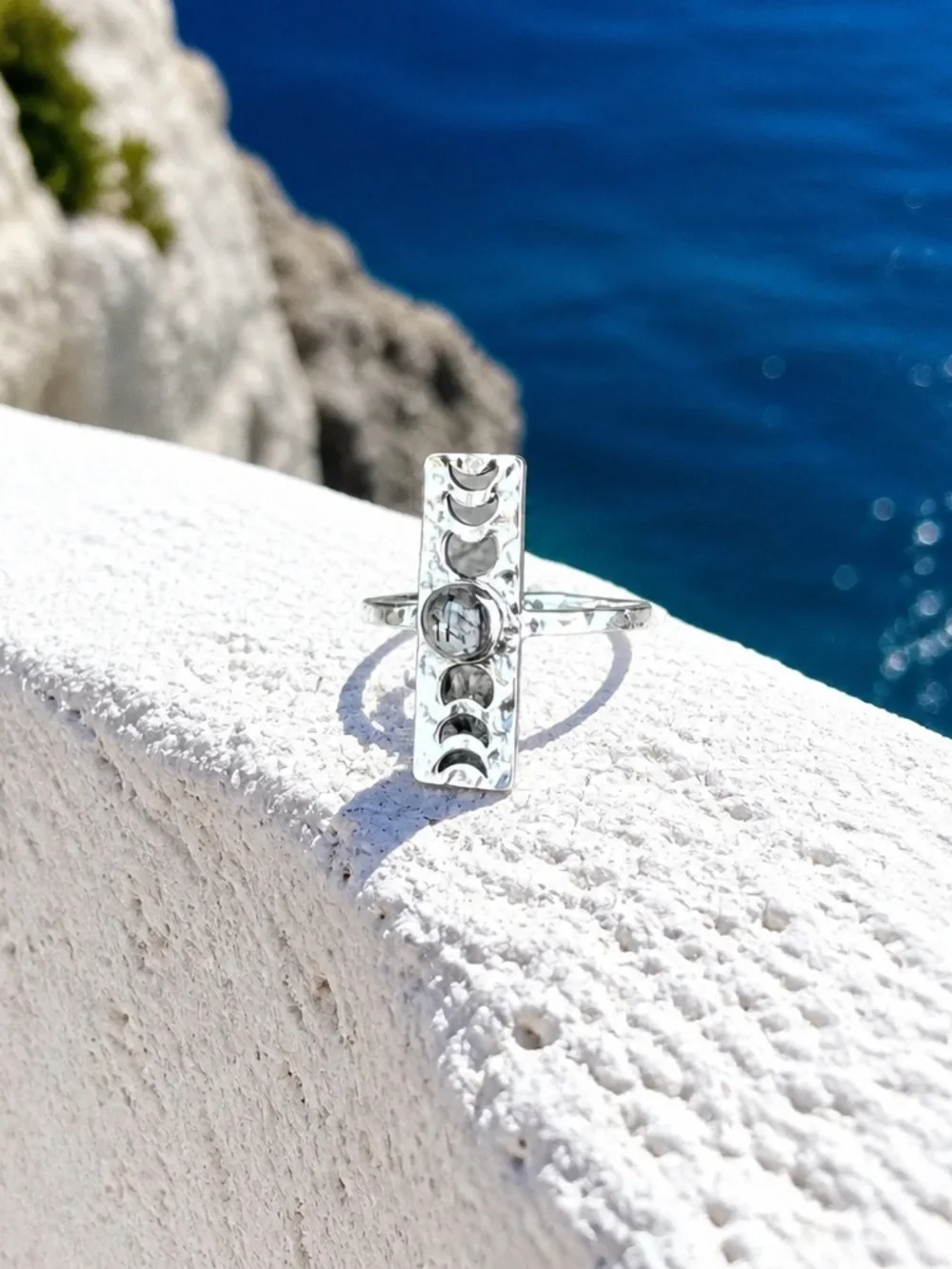 NEW! Phases of the Moon Rutilated Quartz Ring